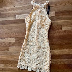 Yellow lace halter dress - new with tags